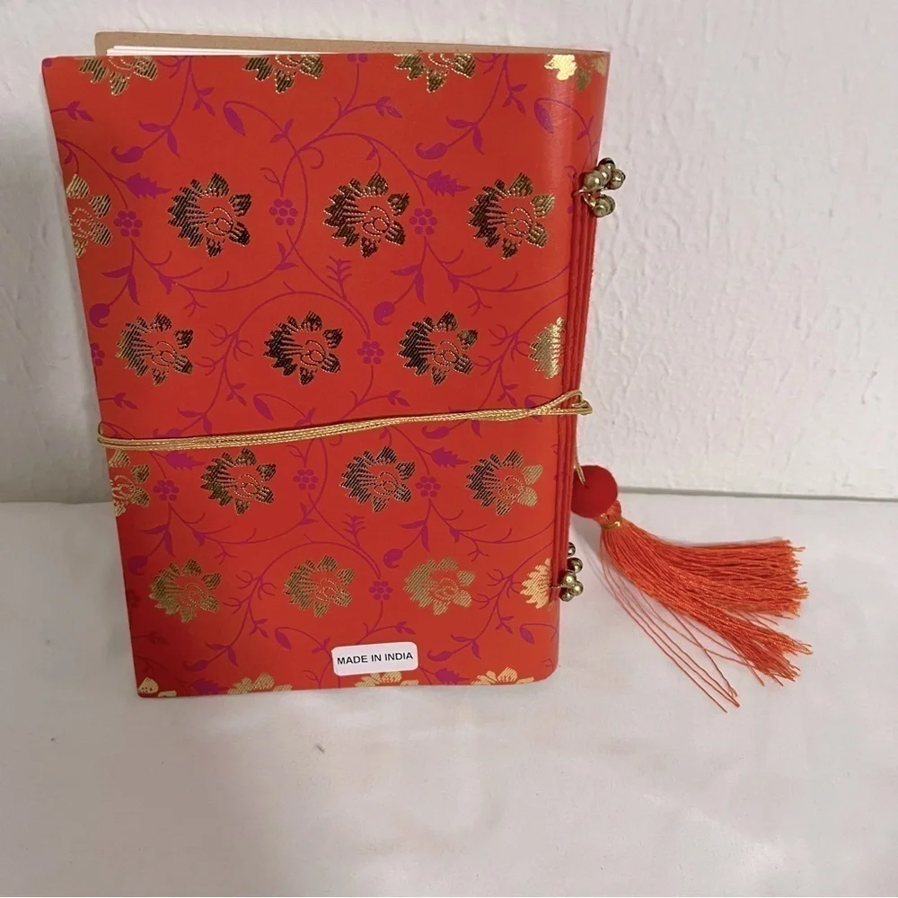 New Orange and Gold Floral Can be Used as A Diary Travel Journal or Daily Notes